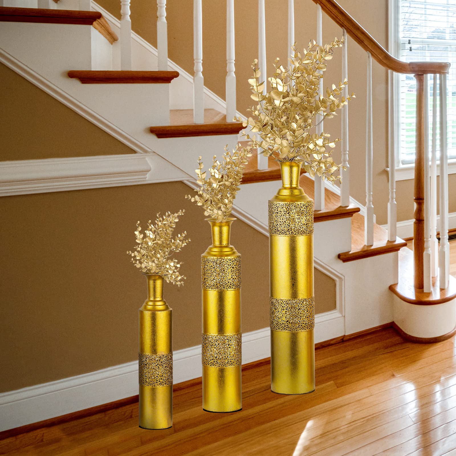 Amazon.com: Sziqiqi Metal Floor Vase Gold Large Vases - 32/27/22in